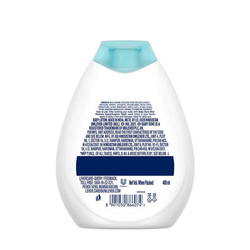 Baby Dove Rich Moisture Nourishing Baby Lotion, 400ml - Image 3