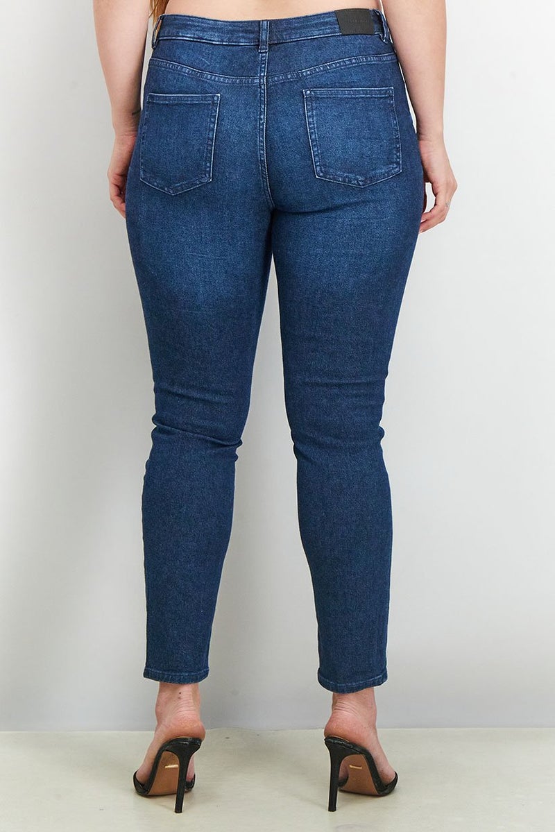 Tchibo Women Slim Fit Elastic Jeans, Dark Blue - Image 3