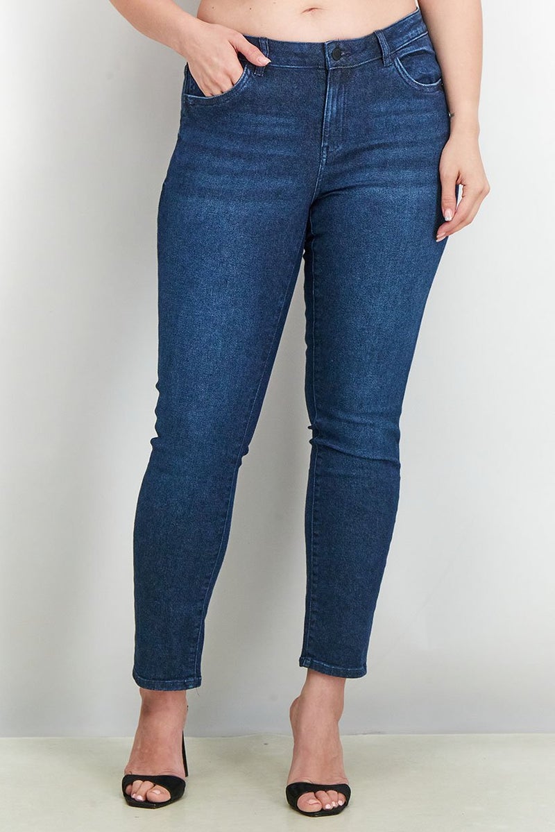 Tchibo Women Slim Fit Elastic Jeans, Dark Blue - Image 1