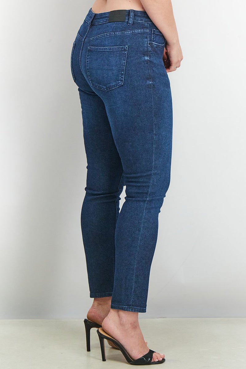 Tchibo Women Slim Fit Elastic Jeans, Dark Blue - Image 2