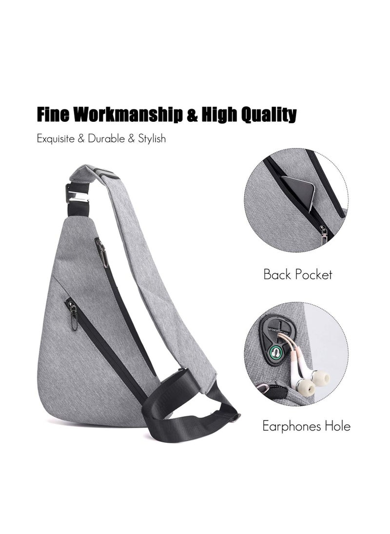 KASTWAVE Sling Bags, Mens Shoulder Unbalance Backpacks Ultra-Light Chest Pack Multipurpose Crossbody Bags Boy Outdoor Sport Travel Gym Running Hiking Daypack Cycling Hiking Camping Outdoor Travel Bag (Gray A)  - Image 4