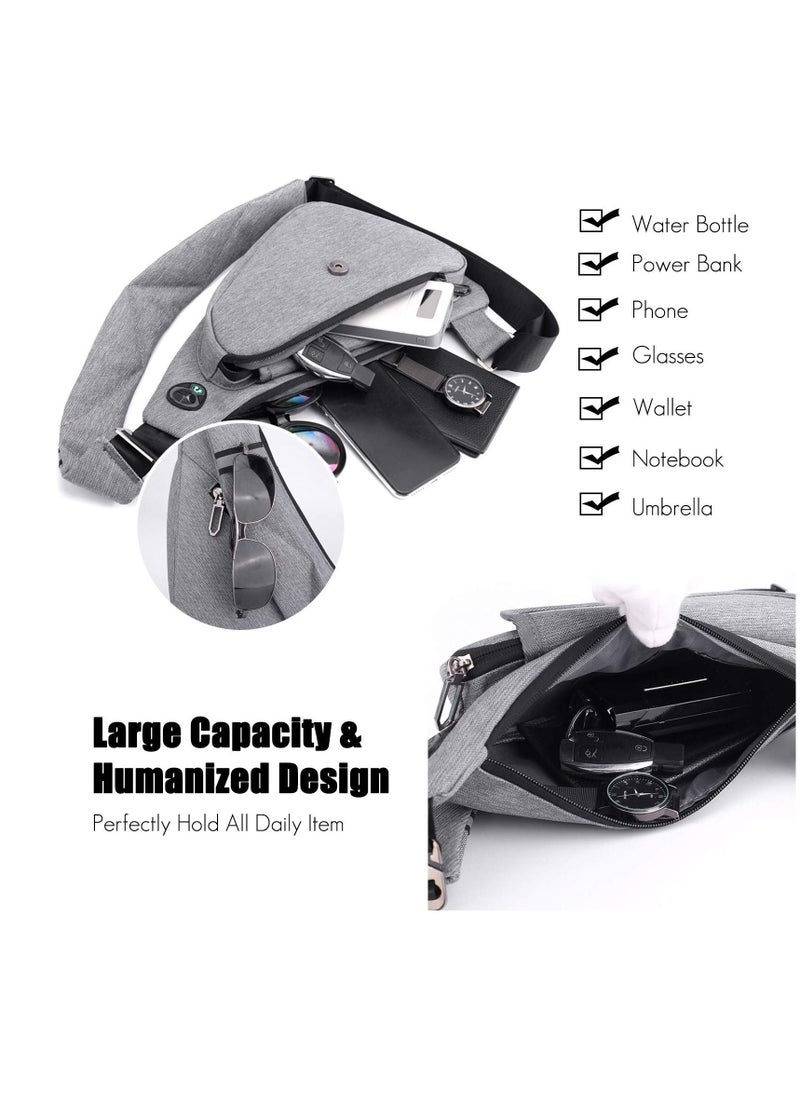 KASTWAVE Sling Bags, Mens Shoulder Unbalance Backpacks Ultra-Light Chest Pack Multipurpose Crossbody Bags Boy Outdoor Sport Travel Gym Running Hiking Daypack Cycling Hiking Camping Outdoor Travel Bag (Gray A)  - Image 5