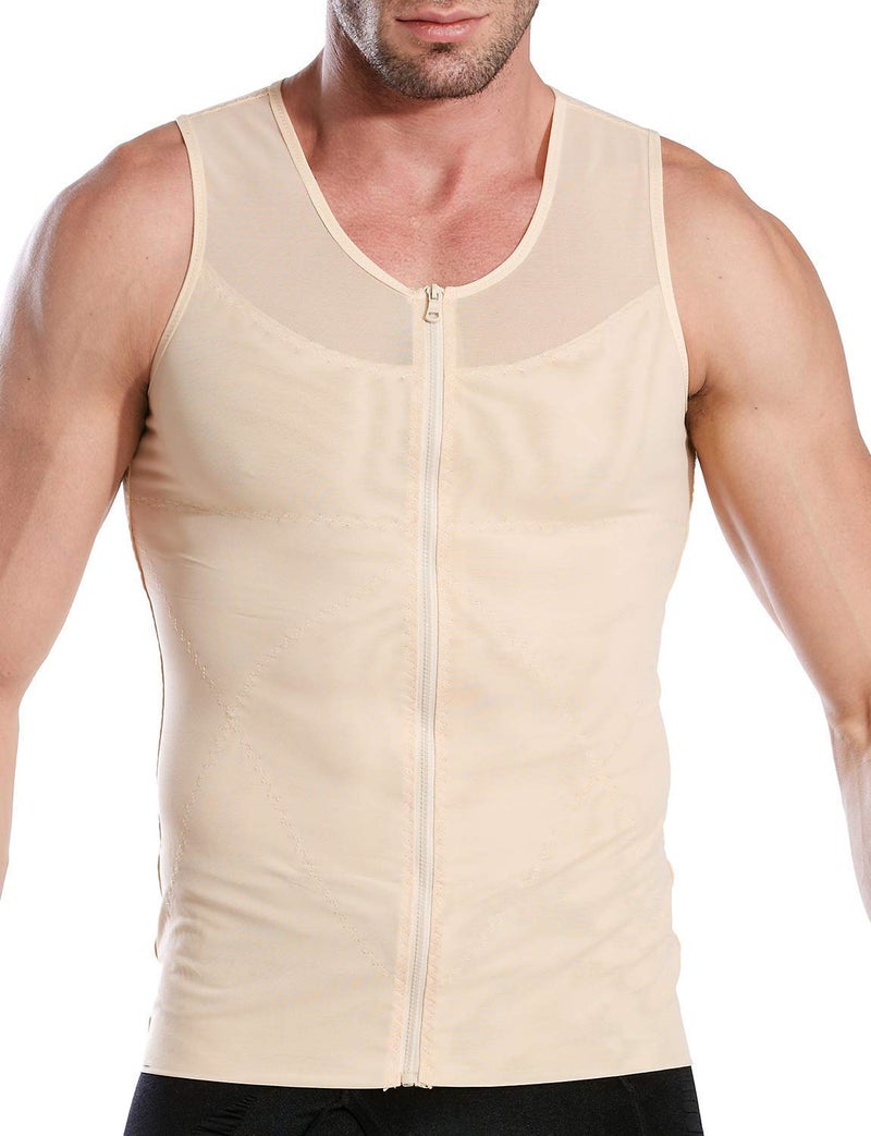 NonEcho Men Shapewear Compression Shirts Undershirts Slimming Body Shaper Waist Trainer Tank Top Vest with Zipper - Image 1