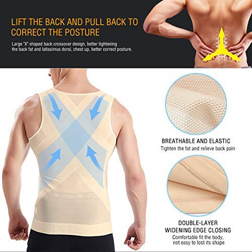 NonEcho Men Shapewear Compression Shirts Undershirts Slimming Body Shaper Waist Trainer Tank Top Vest with Zipper - Image 3