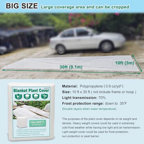 aushucu 10ft x 30ft Plant Covers Freeze Protection 0.9oz/yd² Garden Fabric Floating Row Cover for Winter Plant Blanket Frost Cloth Plant for Outdoor Plants Vegetables, Insect Protection… - Image 5