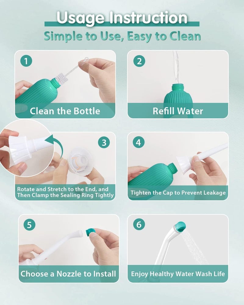 URBANMAC جهاز بيديه محمول بلاستيكي قابل للسحب مع حقيبة سفر 500ML أخضر مضاد للانزلاق، فوهة بيديه بزاوية - Image 4