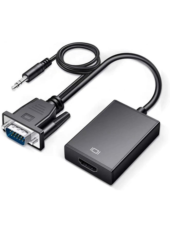 Apluynm VGA to HDMI Converter with Audio, Uni-Directional 1080P High-Definition Adapter, Male VGA Source Output to HDTV Monitor with HDMI for Old Computer, Laptop, Projector - Image 1