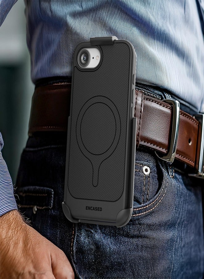 Encased Thin Armor for iPhone 16e Case with Belt Clip (Compatible with MagSafe) Slim Flexible Magnetic Cover and Holster Black - Image 3