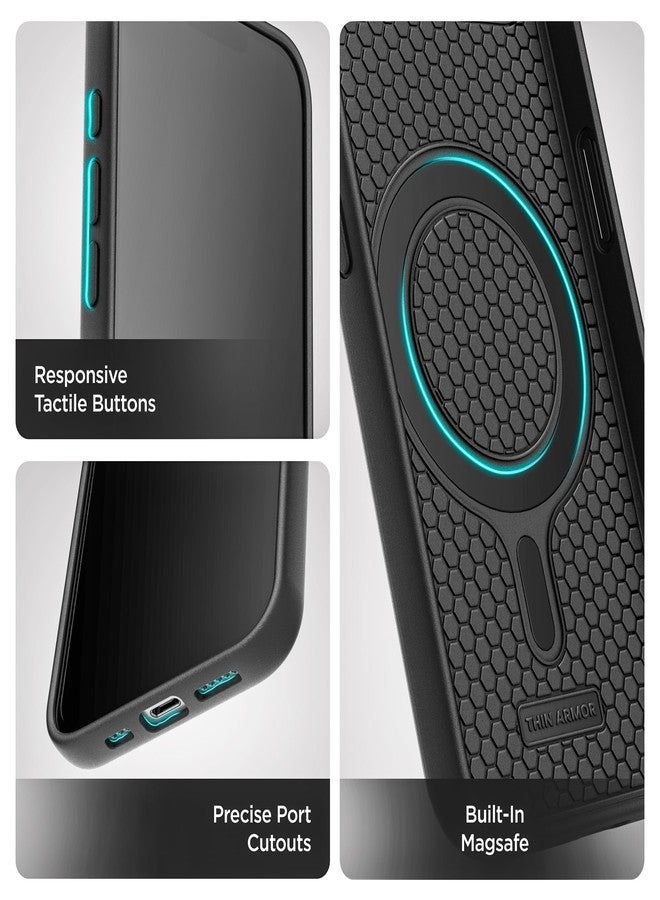 Encased Thin Armor for iPhone 16e Case with Belt Clip (Compatible with MagSafe) Slim Flexible Magnetic Cover and Holster Black - Image 2