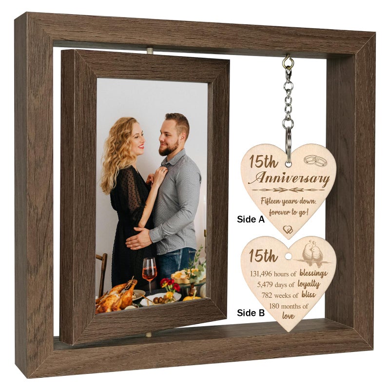 EYITUPC 15 Year Anniversary Picture Frame Gifts for Her 15th Wedding Anniversary Frame for Wife Couple - Image 1