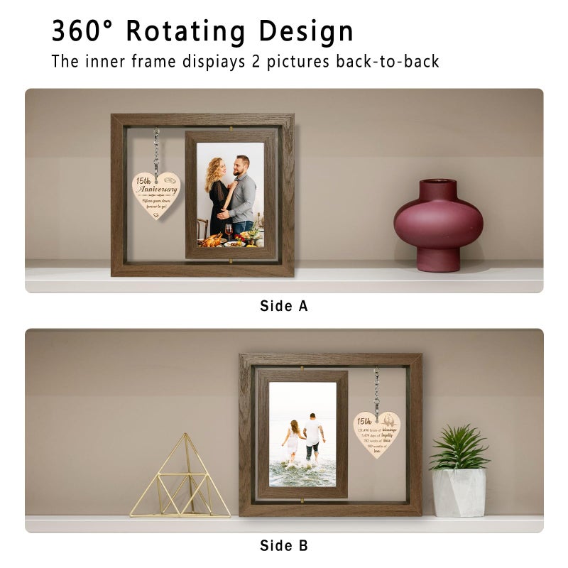 EYITUPC 15 Year Anniversary Picture Frame Gifts for Her 15th Wedding Anniversary Frame for Wife Couple - Image 5
