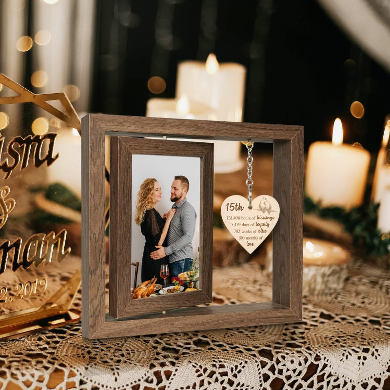 EYITUPC 15 Year Anniversary Picture Frame Gifts for Her 15th Wedding Anniversary Frame for Wife Couple - Image 4