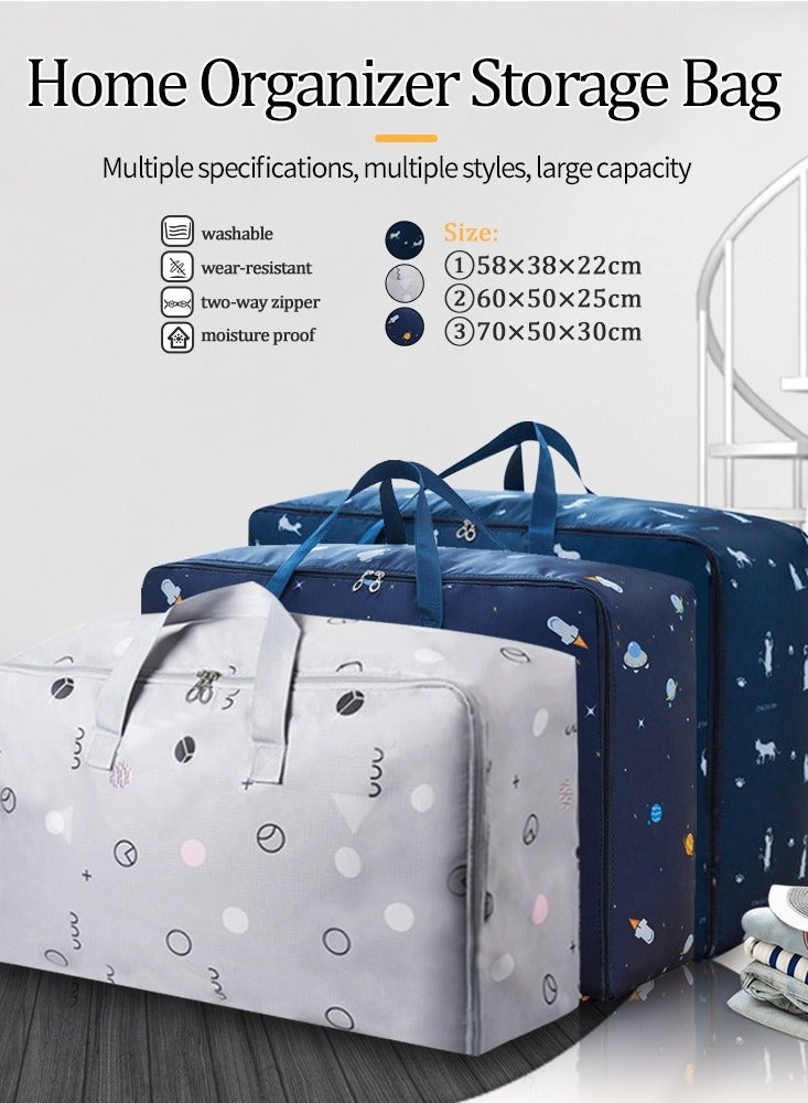 Oxford Clothing Storage Bag, Moving Bag With Hand Strap, Space-Saving Quilt Storage Bag, Washable And Large Capacity, Suitable For Camping, Moving, Travel/70*50*30cm  - Image 2