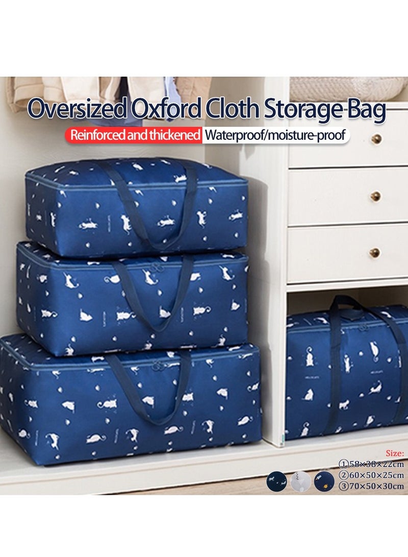 Oxford Clothing Storage Bag, Moving Bag With Hand Strap, Space-Saving Quilt Storage Bag, Washable And Large Capacity, Suitable For Camping, Moving, Travel/70*50*30cm  - Image 4