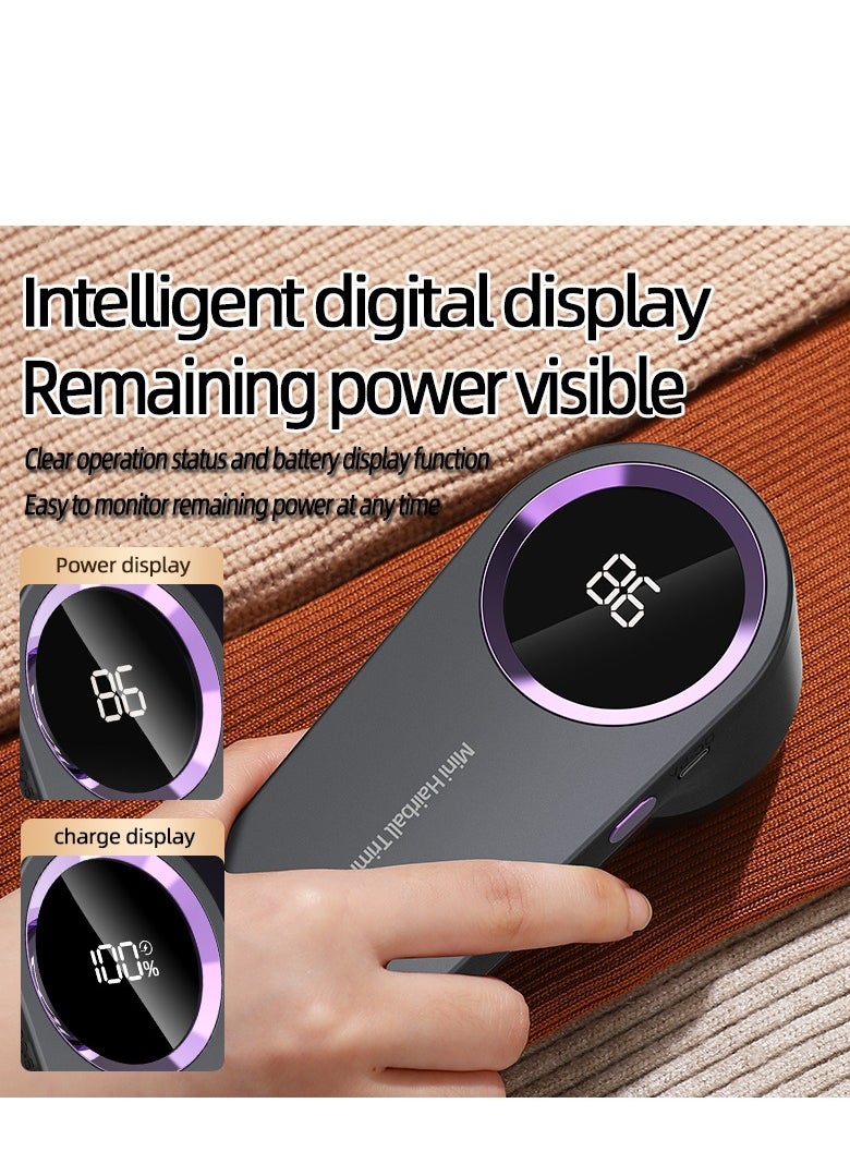ABJ - Gray Rechargeable Fabric Shaver with Digital Display – 6-Blade Design & Safety Lock for Removing Fuzz, Pills, and Lint from Clothes, Furniture, Sofas & Blankets - Image 1