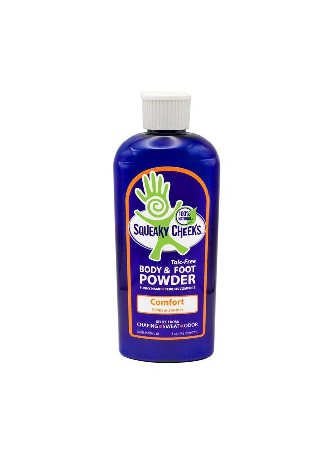 Squeaky Cheeks - Comfort Blend Body and Foot Powder(5 oz) | Organic Talc-Free and All Natural Powder | Comfort Formula | Fresh Scent With Essential Oils | Effective Relief From Chafing, Sweat and Odor - Image 1