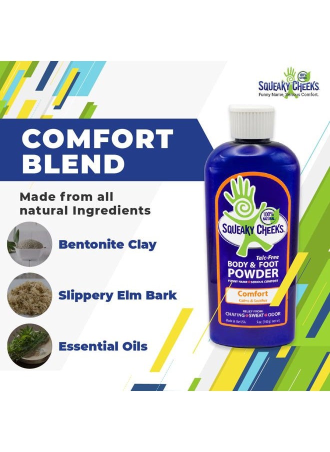Squeaky Cheeks - Comfort Blend Body and Foot Powder(5 oz) | Organic Talc-Free and All Natural Powder | Comfort Formula | Fresh Scent With Essential Oils | Effective Relief From Chafing, Sweat and Odor - Image 1