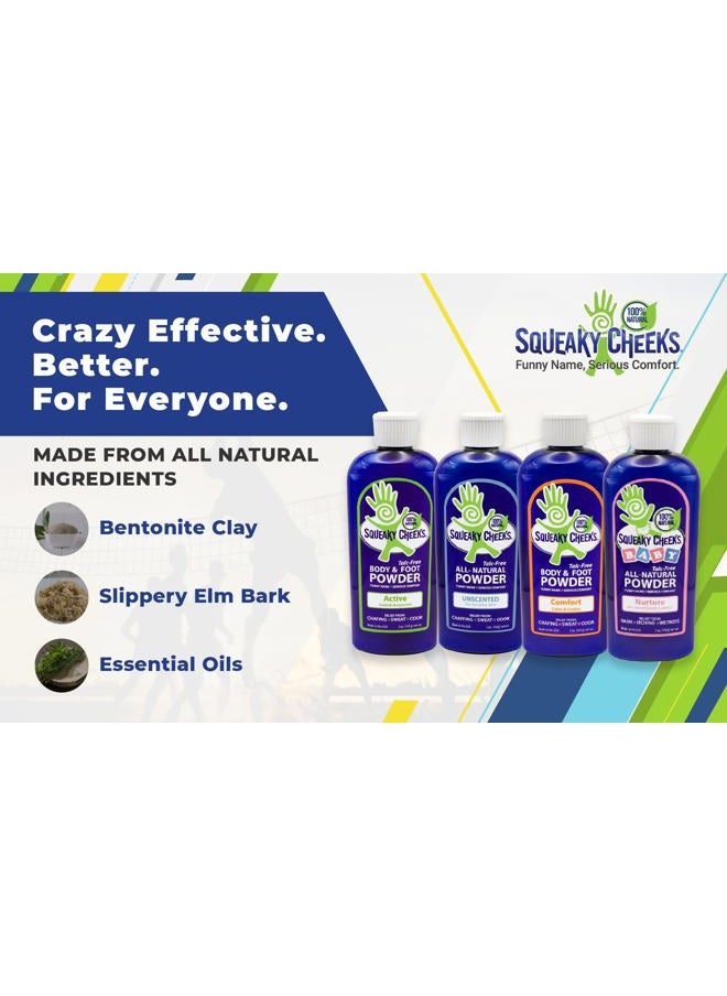 Squeaky Cheeks - Comfort Blend Body and Foot Powder(5 oz) | Organic Talc-Free and All Natural Powder | Comfort Formula | Fresh Scent With Essential Oils | Effective Relief From Chafing, Sweat and Odor - Image 1