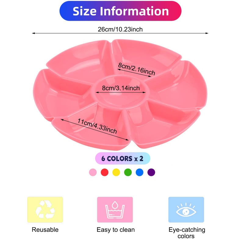 Zalaxt 12 Pcs Plastic Snack Serving Tray, Chip and Dip Serving Tray, Sectioned, Divided Plates Platter for Snack, Nuts, Candy, Dried Fruit, Veggies - Image 3