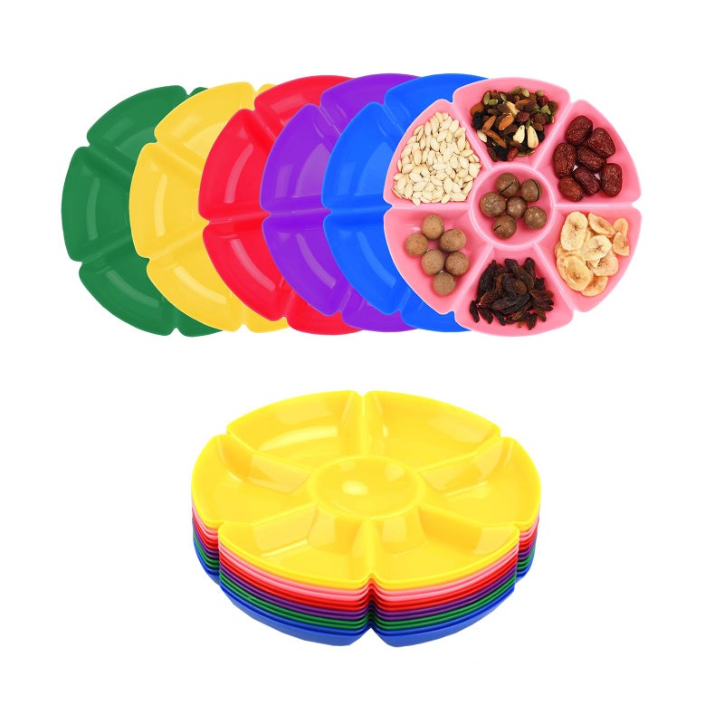 Zalaxt 12 Pcs Plastic Snack Serving Tray, Chip and Dip Serving Tray, Sectioned, Divided Plates Platter for Snack, Nuts, Candy, Dried Fruit, Veggies - Image 1