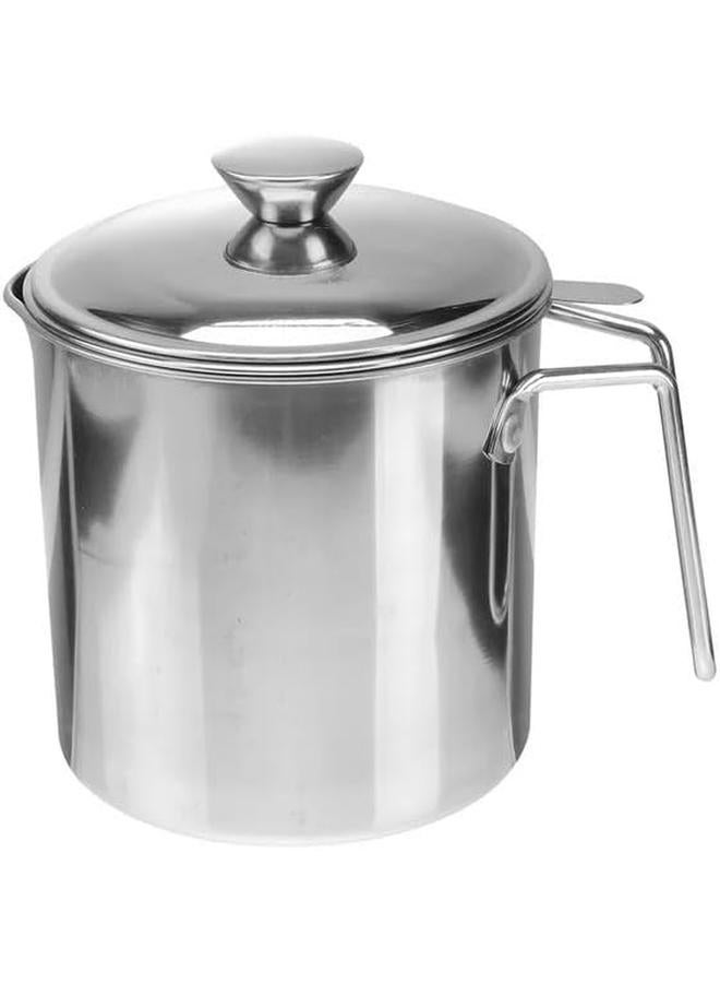 أم أن حاوية تخزين الزيت من الفولاذ المقاوم للصدأ مع مصفاة شبكية دقيقة وغطاء مقاوم للغبار مناسب لتخزين زيت القلي وشحوم الطبخ ومصفاة زيت الطبخ 1.3 لتر - Image 2