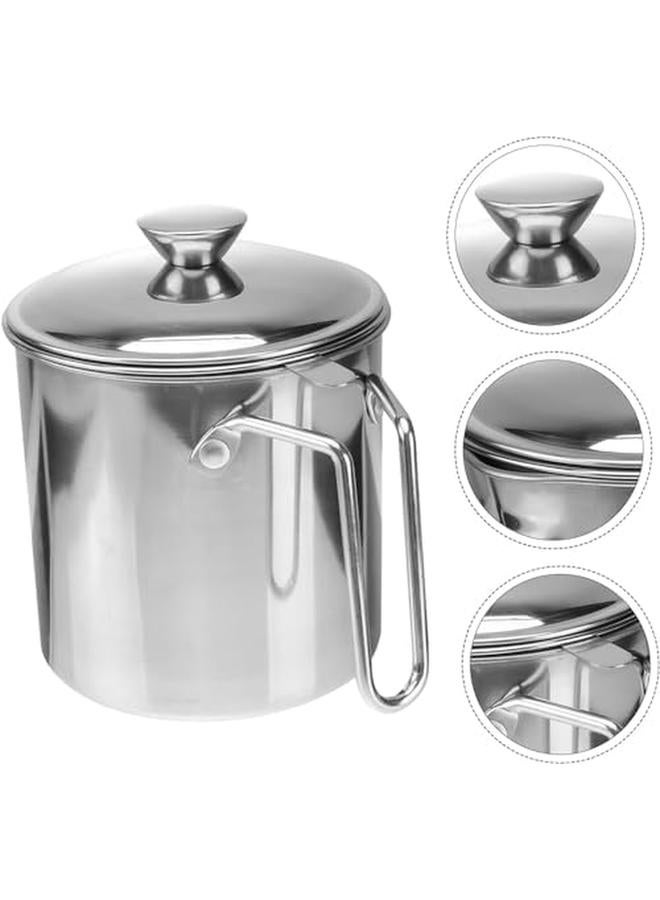 أم أن حاوية تخزين الزيت من الفولاذ المقاوم للصدأ مع مصفاة شبكية دقيقة وغطاء مقاوم للغبار مناسب لتخزين زيت القلي وشحوم الطبخ ومصفاة زيت الطبخ 1.3 لتر - Image 3