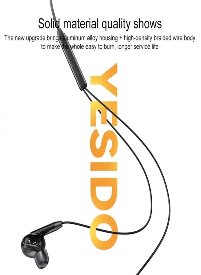 سماعات أذن سلكية من Yesido YH44 Type-C / USB-C، الطول: 1.2 متر (أسود)