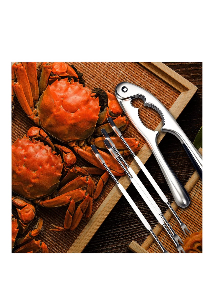 SYOSI - SYOSI Stainless Steel Nuts Cracker Seafood Nutcracker Tool Walnut Pecan Shellfish Crab Claw Leg Lobster Shell Opener Scooping Picks Tool Heavy Duty Finger Protector Cutting with Non-slip Handle - Image 1