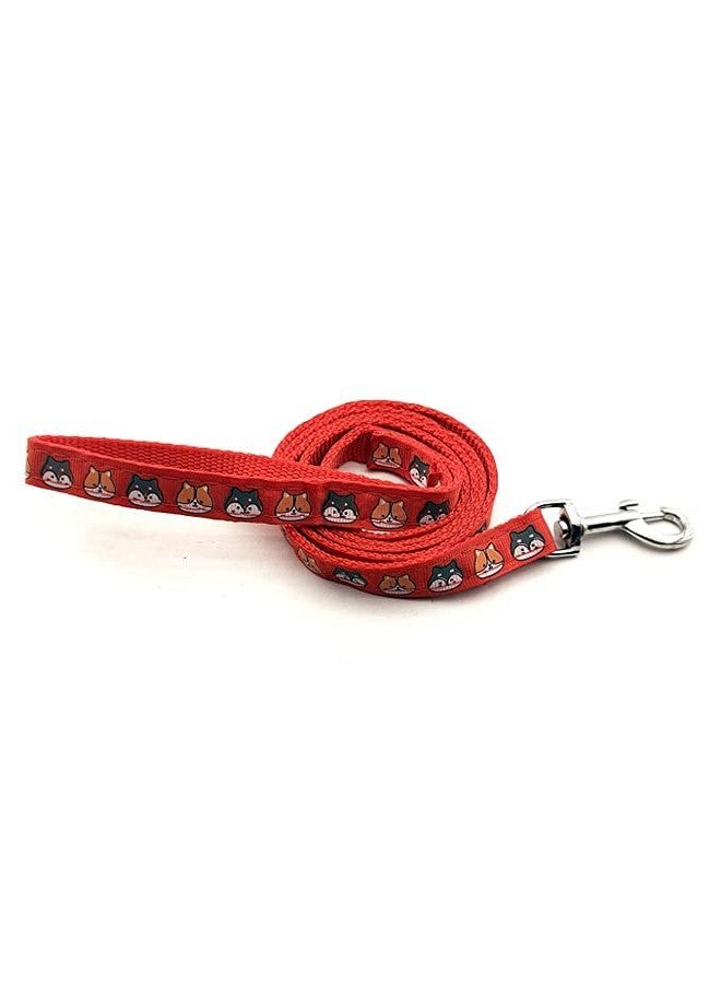 طقم طوق ومقود للحيوانات الأليفة مقاس 15 مم مطبوع - طوق نايلون قابل للتعديل مع جرس للكلاب الصغيرة والمتوسطة، طقم طوق ومقود سريع الفتح وجيد التهوية للجراء والكلاب والقطط (لون أحمر) - Image 5