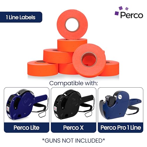 Perco 1 Line Fluorescent Red Labels - 8 Rolls, 1 Sleeve, 8,000 Blank Price and Date Gun Labels for Perco 1 Line Price and Date Guns - Made in USA - Image 2