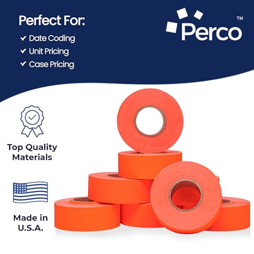 Perco 1 Line Fluorescent Red Labels - 8 Rolls, 1 Sleeve, 8,000 Blank Price and Date Gun Labels for Perco 1 Line Price and Date Guns - Made in USA - Image 4