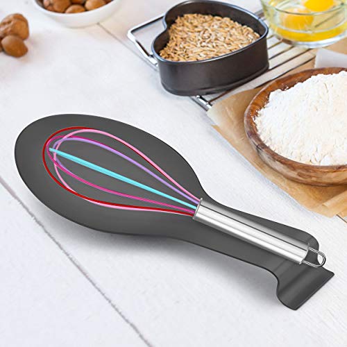LIANYU Stainless Steel Spoon Rest Set of 2, Spatula Spoon Ladle Utensil Holder for Kitchen Counter Stove Top, Dishwasher Safe, Black, Silver - Image 3