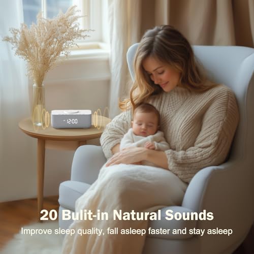 REACHER 15W Fast Wireless Charging Alarm Clock with White Noise Machine │ 20 High-Fidelity Sleep Sounds │ Gradual Wake & Unlimited Snooze │ 0–100% Dimmable Digital Clock for Bedroom & Office - Image 5