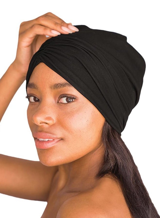 Kitsch Satin Lined Beanie - Softer Than Silk Bonnet for Sleeping Women, Breathable Hair Cover for Sleeping, Slouchy Beanie, Bonnets for Women, Hair Wrap, Reduce Breakage for Freez-Free Hairs - Black - Image 1