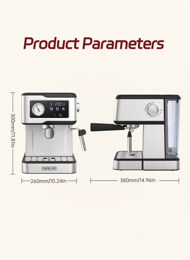 ماكينة صنع قهوة اسبريسو مع مخفوق حليب وبخار 20 بار مضخة ضغط ماكينة اسبريسو شاشة تعمل باللمس LCD صانع اسبريسو للمنزل أو المكتب ماكينة لاتيه كابتشينو 1.5 لتر - pzsku/Z2050EBF37369C8150ADCZ/45/_/1723701422/0fde4e37-b5a6-466c-809c-e2633ddd2480
