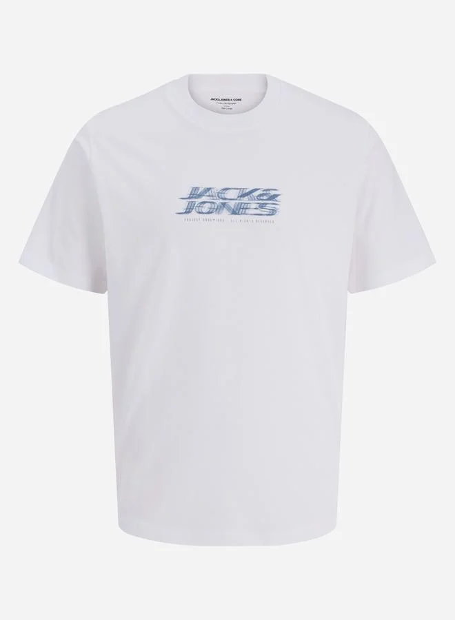 JACK & JONES White Crew Neck Logo Print T-Shirt
