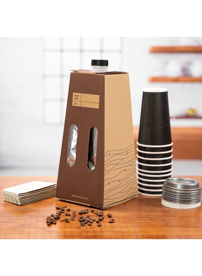 Restaurantware Cater Tek 96 Ounce Coffee To Go Containers, 10 Disposable Beverage Servers - With Handle, Insulated, Kraft Paper Coffee Box Containers, Portable, Serves Up To 12 Cups  - Image 5