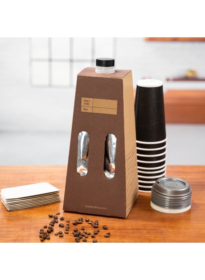 Restaurantware Cater Tek 96 Ounce Coffee To Go Containers, 10 Disposable Beverage Servers - With Handle, Insulated, Kraft Paper Coffee Box Containers, Portable, Serves Up To 12 Cups  - Image 3