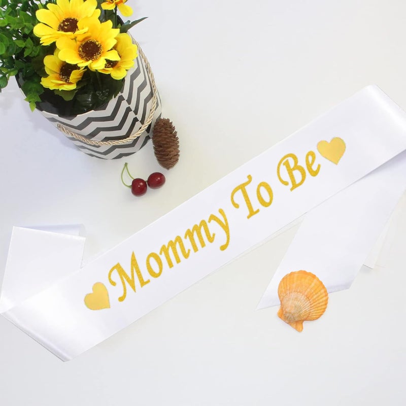 TOYXE Mommy to be Sash White and Gold Printed Pack of 1 Pc - Image 2