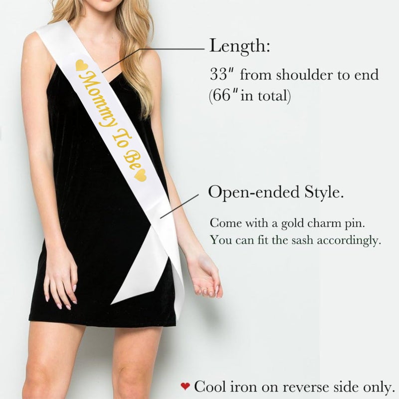 TOYXE Mommy to be Sash White and Gold Printed Pack of 1 Pc - Image 4