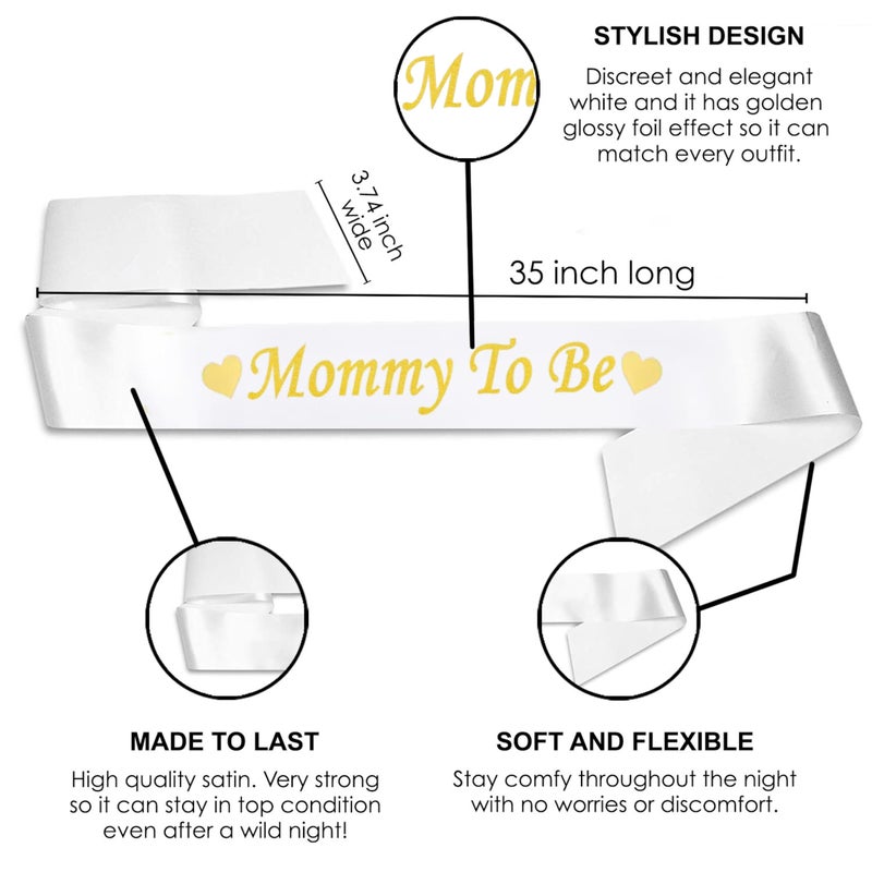 TOYXE Mommy to be Sash White and Gold Printed Pack of 1 Pc - Image 3