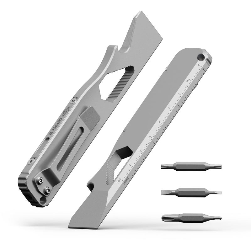 OKNIFE Opry Multitool EDC Ti Pry Bar Set, Bottle Opener, Nail Puller with Hex Wrench, Screw and Pocket Clip - Image 1