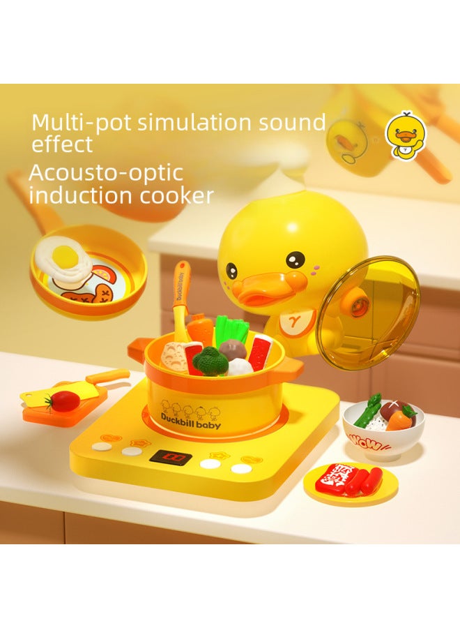 طقم أدوات المطبخ للأطفال، جهاز طهي الأرز بالبخار، ضوء الموسيقى، ألعاب محاكاة المنزل للطبخ - اللون: طباخ التعريفي + طباخ الأرز 【مجموعة من 56 قطعة】 1.76 كجم - Image 4