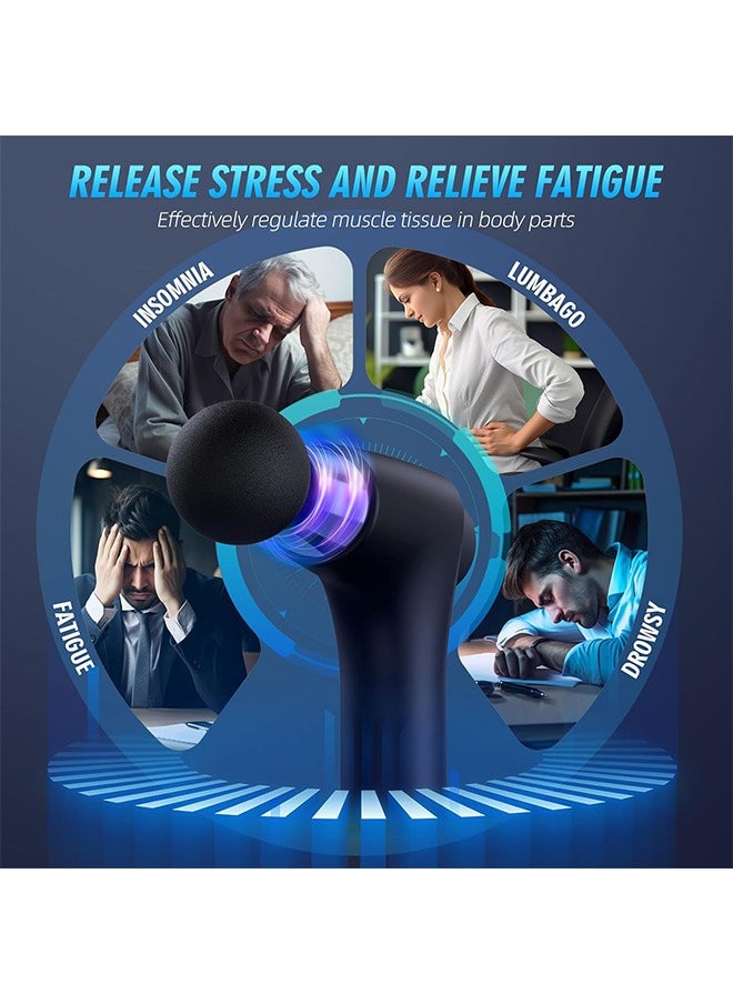 Deep Tissue Massage Gun, Mini Massage Gun with 5 Heads 6 Speed (Black)