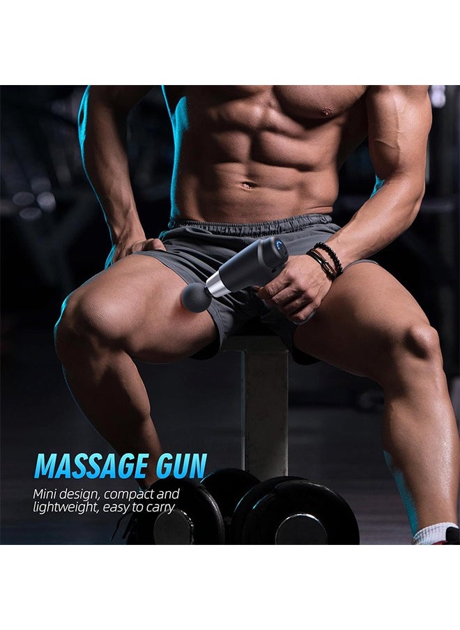 Deep Tissue Massage Gun, Mini Massage Gun with 5 Heads 6 Speed (Black)