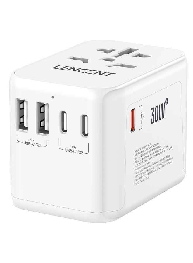Lencent Universal Travel Adapter,International Charger with 2 USB Ports&3 USB-C PD Fast Charging Adaptor,All in One Worldwide Wall Charger for iPhone,Galaxy,Laptops,Type A/C/G/I (USA/UK/EU/AUS) - Image 1