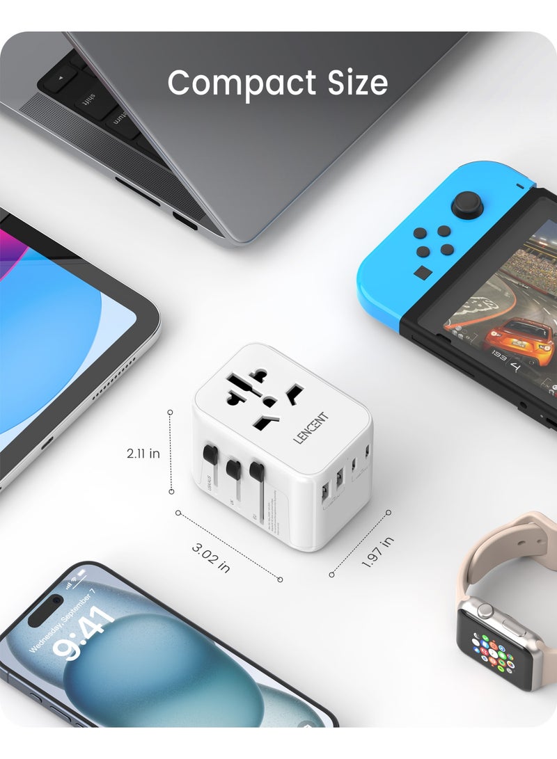Lencent Universal Travel Adapter,International Charger with 2 USB Ports&3 USB-C PD Fast Charging Adaptor,All in One Worldwide Wall Charger for iPhone,Galaxy,Laptops,Type A/C/G/I (USA/UK/EU/AUS) - Image 5