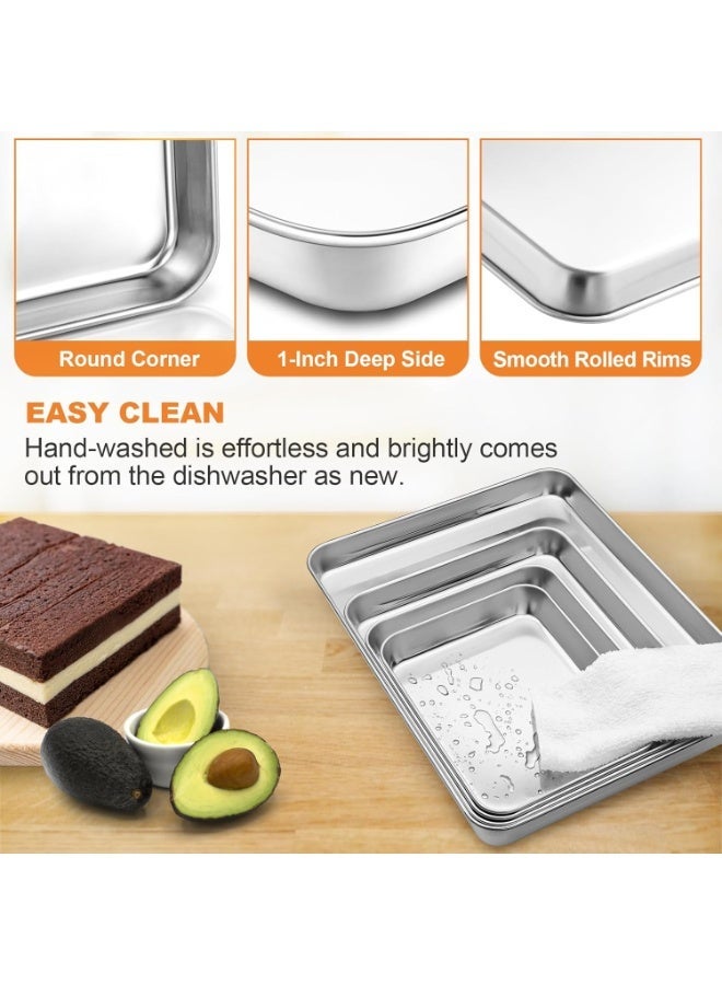 Bukela 4-Piece Stainless Steel Baking Tray Set, Featuring An Easy-To-Clean Rectangular Oven Tray For Baking And Cooking; Non-Toxic, Rust-Resistant And Dishwasher-Safe (Size L) - Image 4