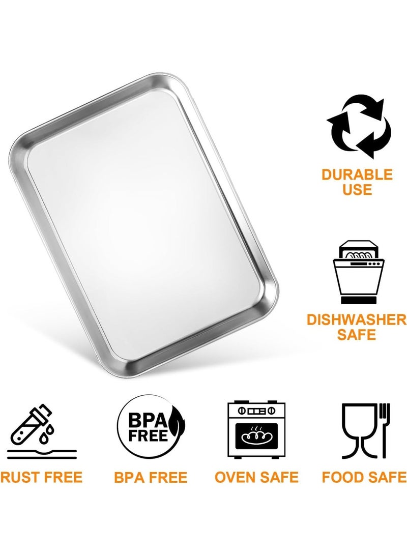 Bukela 4-Piece Stainless Steel Baking Tray Set, Featuring An Easy-To-Clean Rectangular Oven Tray For Baking And Cooking; Non-Toxic, Rust-Resistant And Dishwasher-Safe (Size L) - Image 3