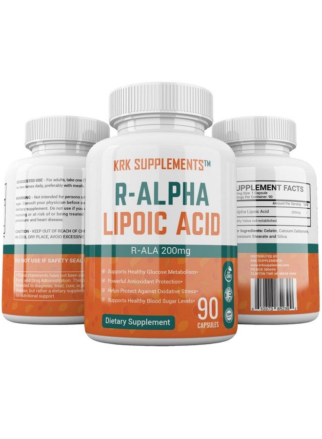 KRK SUPPLEMENTS 1 Pack R-ALA R-Alpha Lipoic Acid 200mg 90 Capsules - Image 3